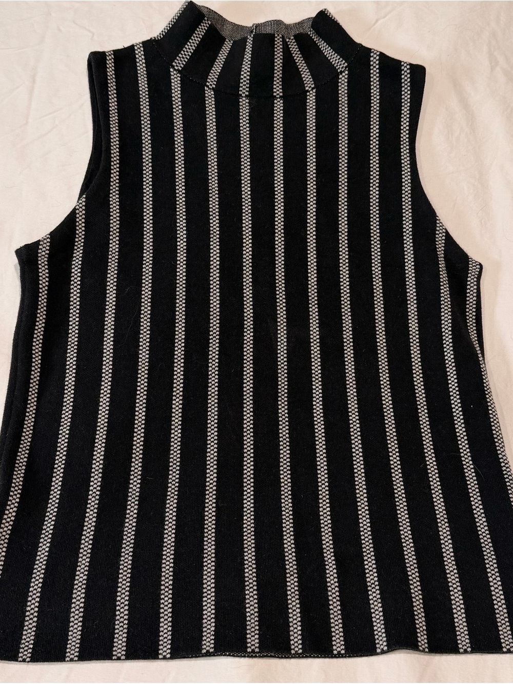 Anthropologie Moth Rochester Black & White Striped Sleeveless Mock Top